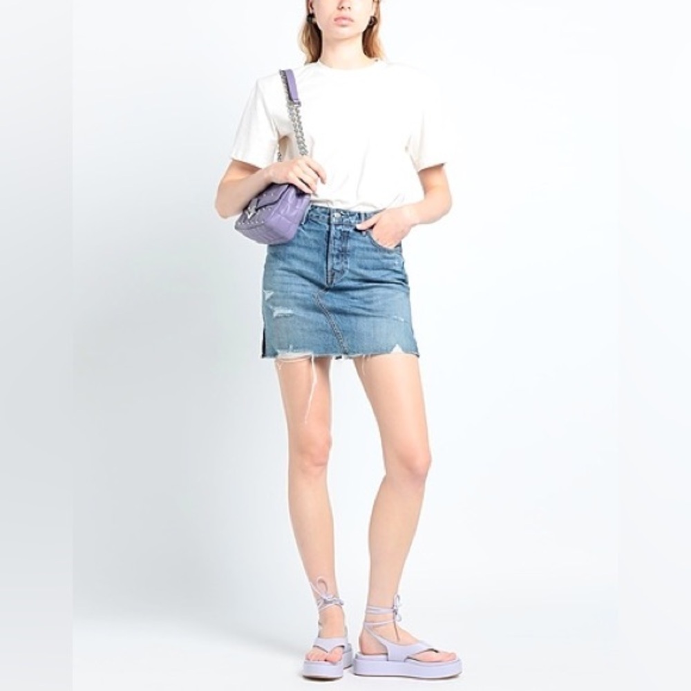 GRLFRND Blue Distressed Mini Skirt